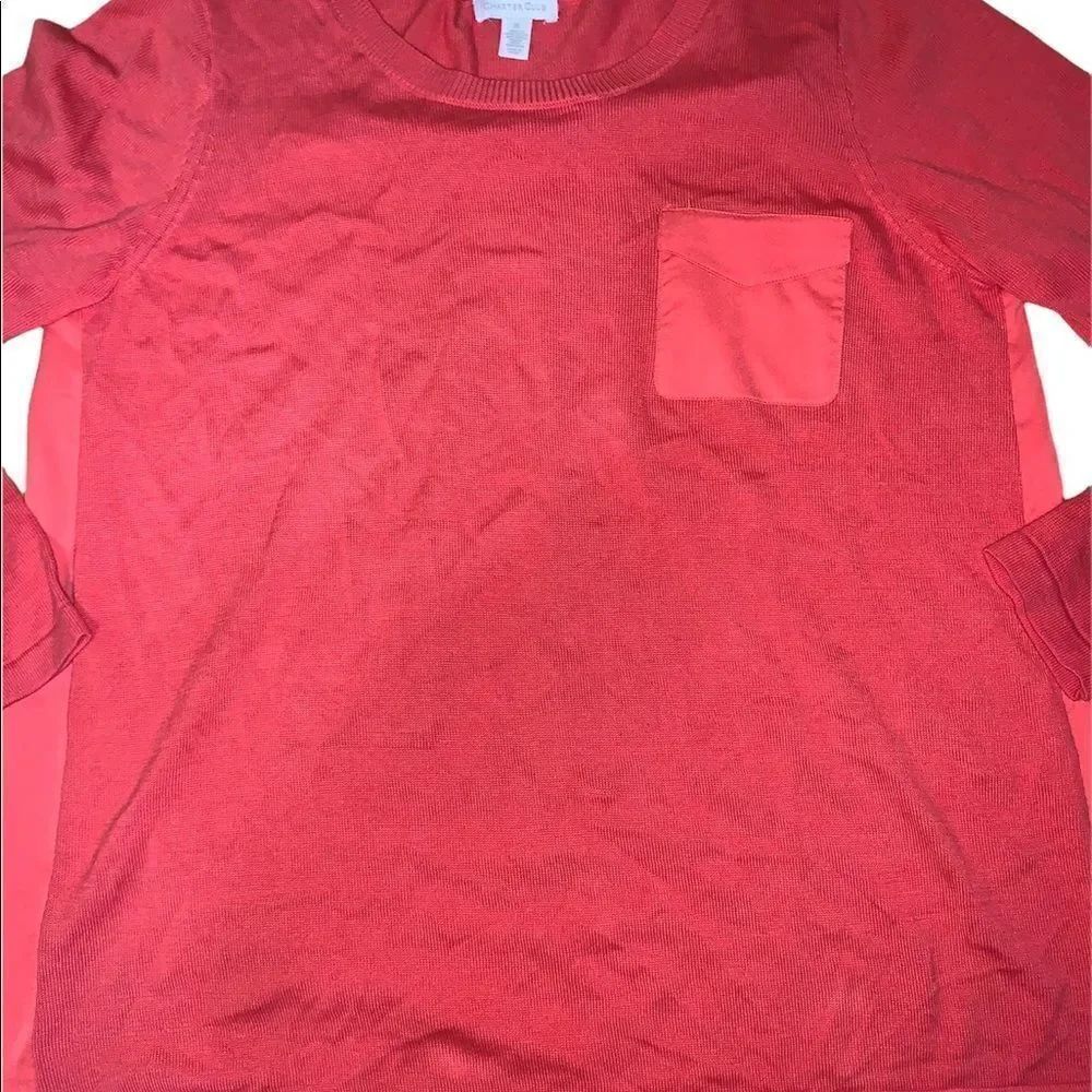 Charter Club High Low Sheer Back Sweater - Picture 2 of 6